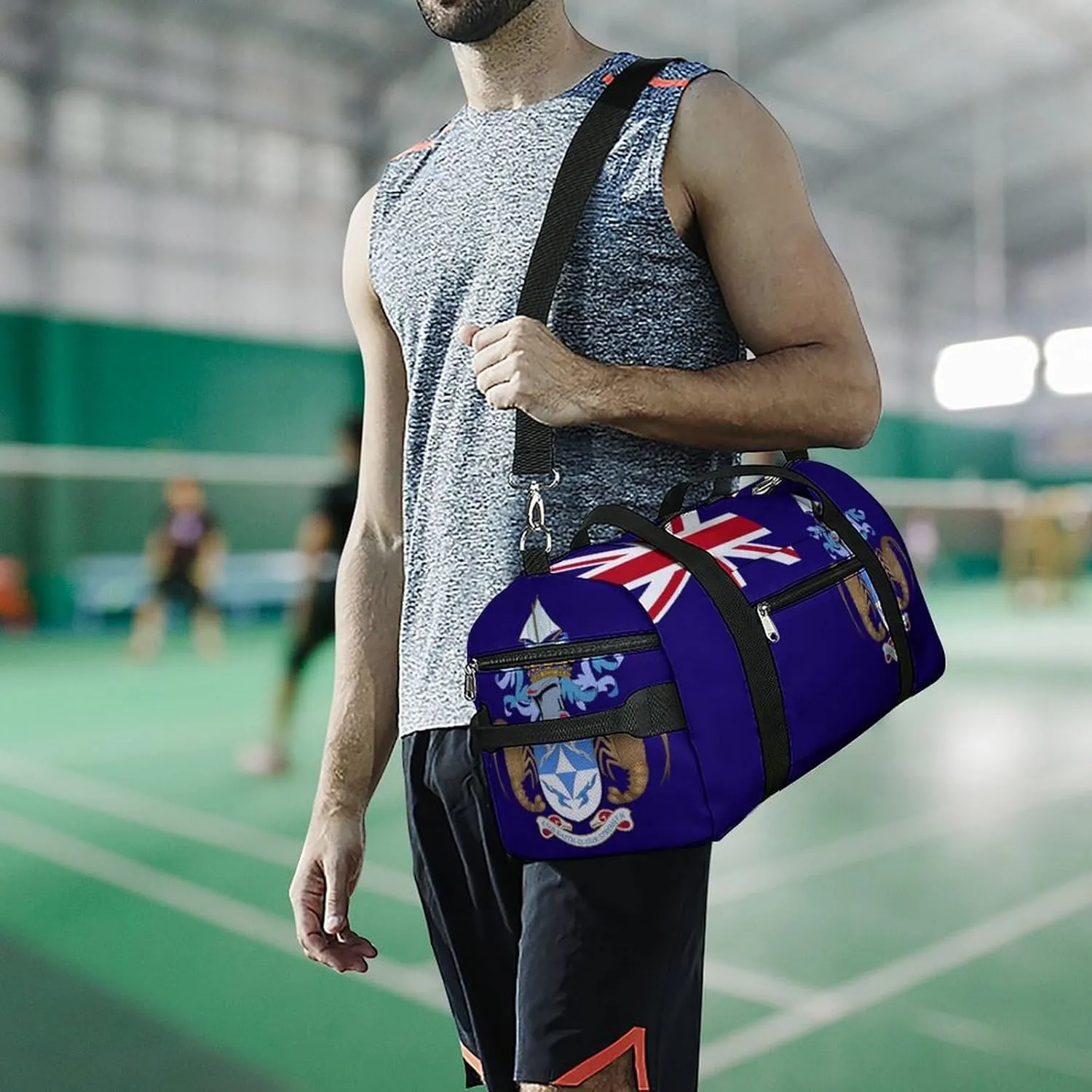 Tristan Da Cunha Flag Gym Duffel for Boys Girls with Shoe Compartment Travel Weekender