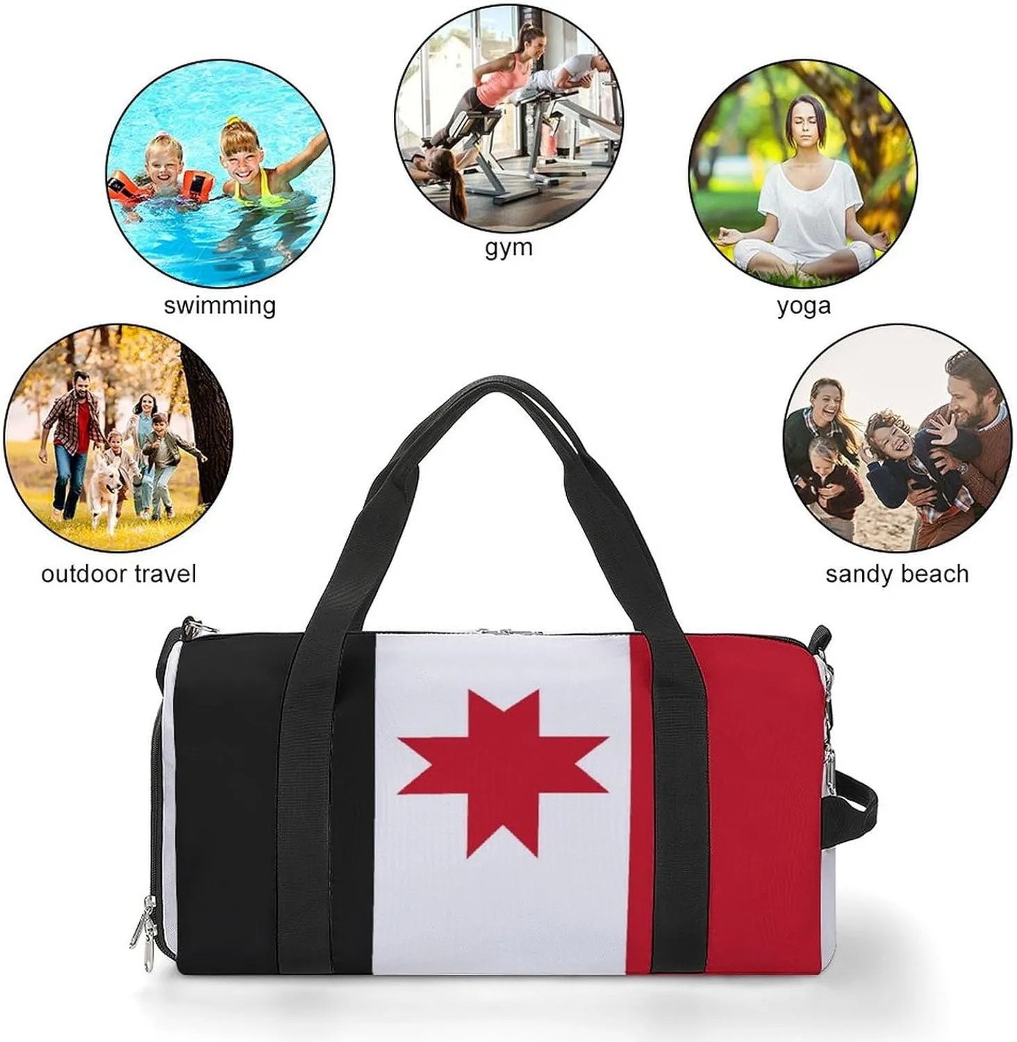 Udmurtia Flag Gym Duffel Bag for Boys Girls Waterproof with Shoe Compartment
