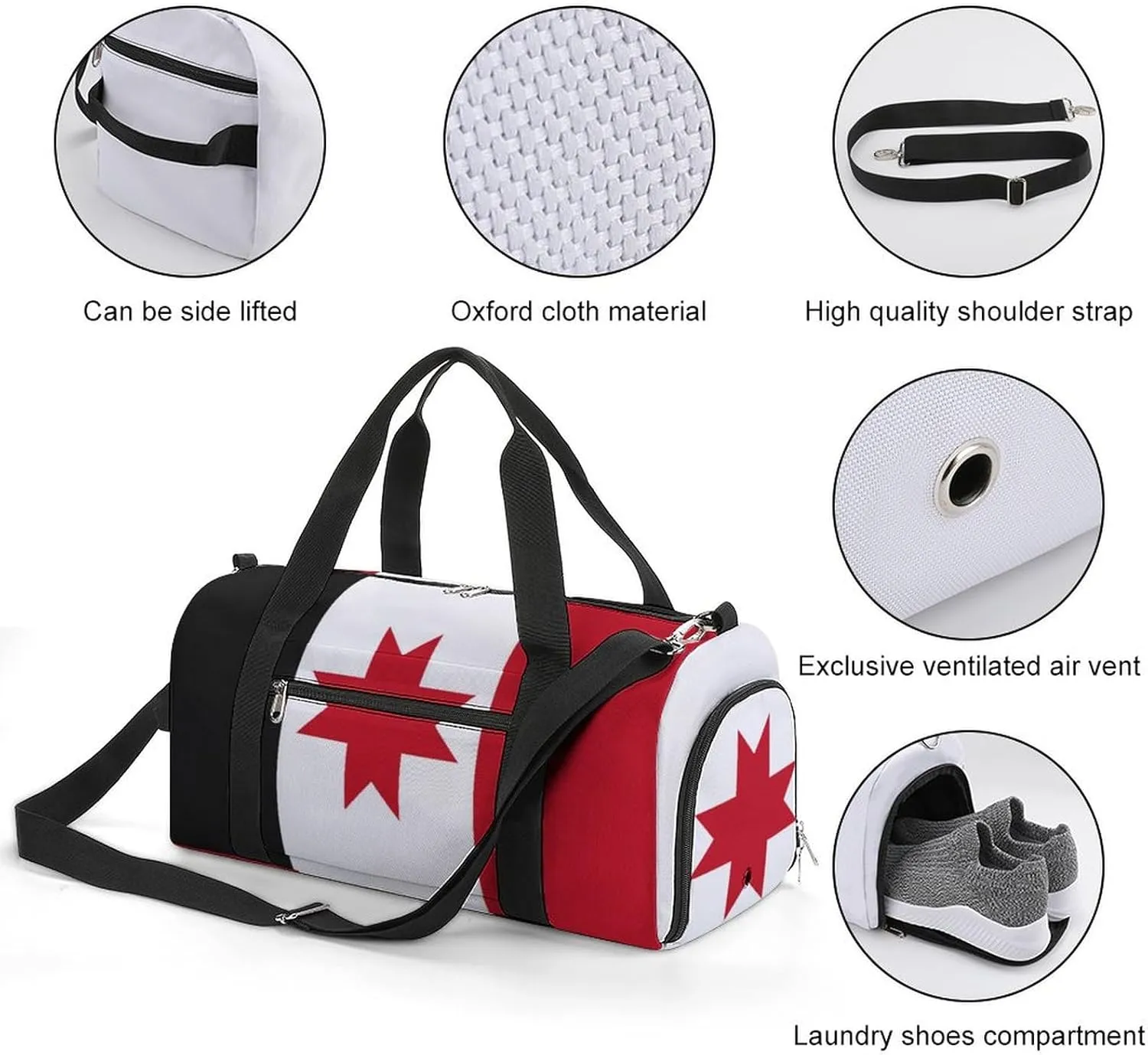 Udmurtia Flag Gym Duffel Bag for Boys Girls Waterproof with Shoe Compartment