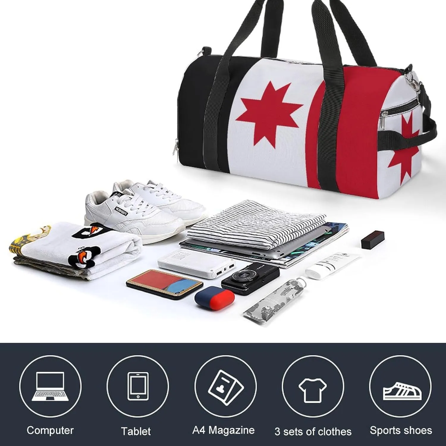 Udmurtia Flag Gym Duffel Bag for Boys Girls Waterproof with Shoe Compartment