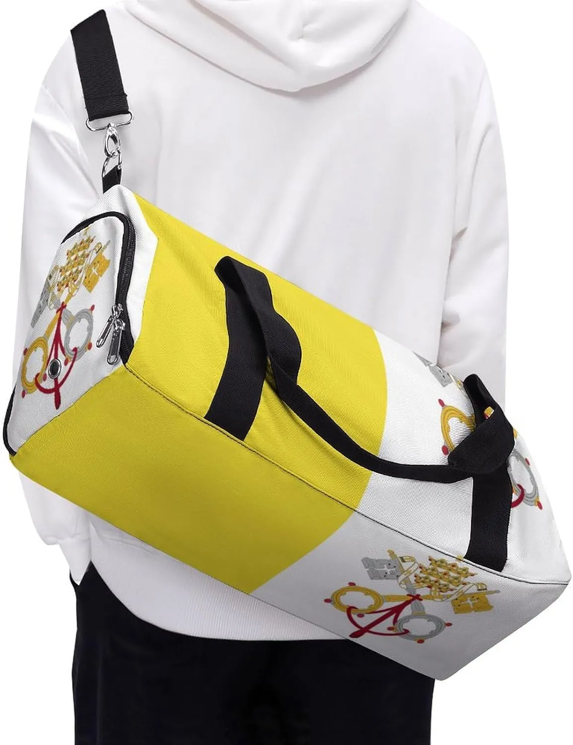 Vatican Flag Travel Gym Bag for Boys Girls Shoe Compartment Waterproof