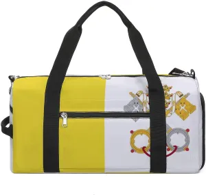 Vatican Flag Travel Gym Bag for Boys Girls Shoe Compartment Waterproof