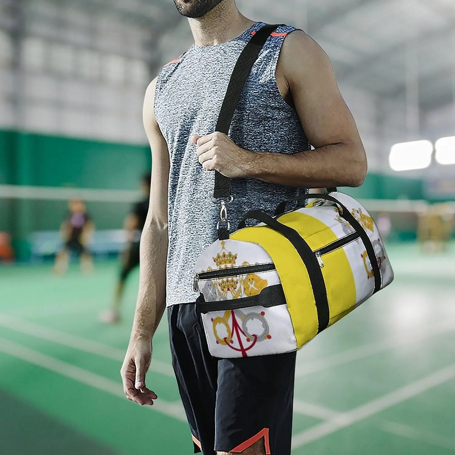 Vatican Flag Travel Gym Bag for Boys Girls Shoe Compartment Waterproof