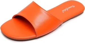 VenusCelia Women's Plain Wide Flat Sandal