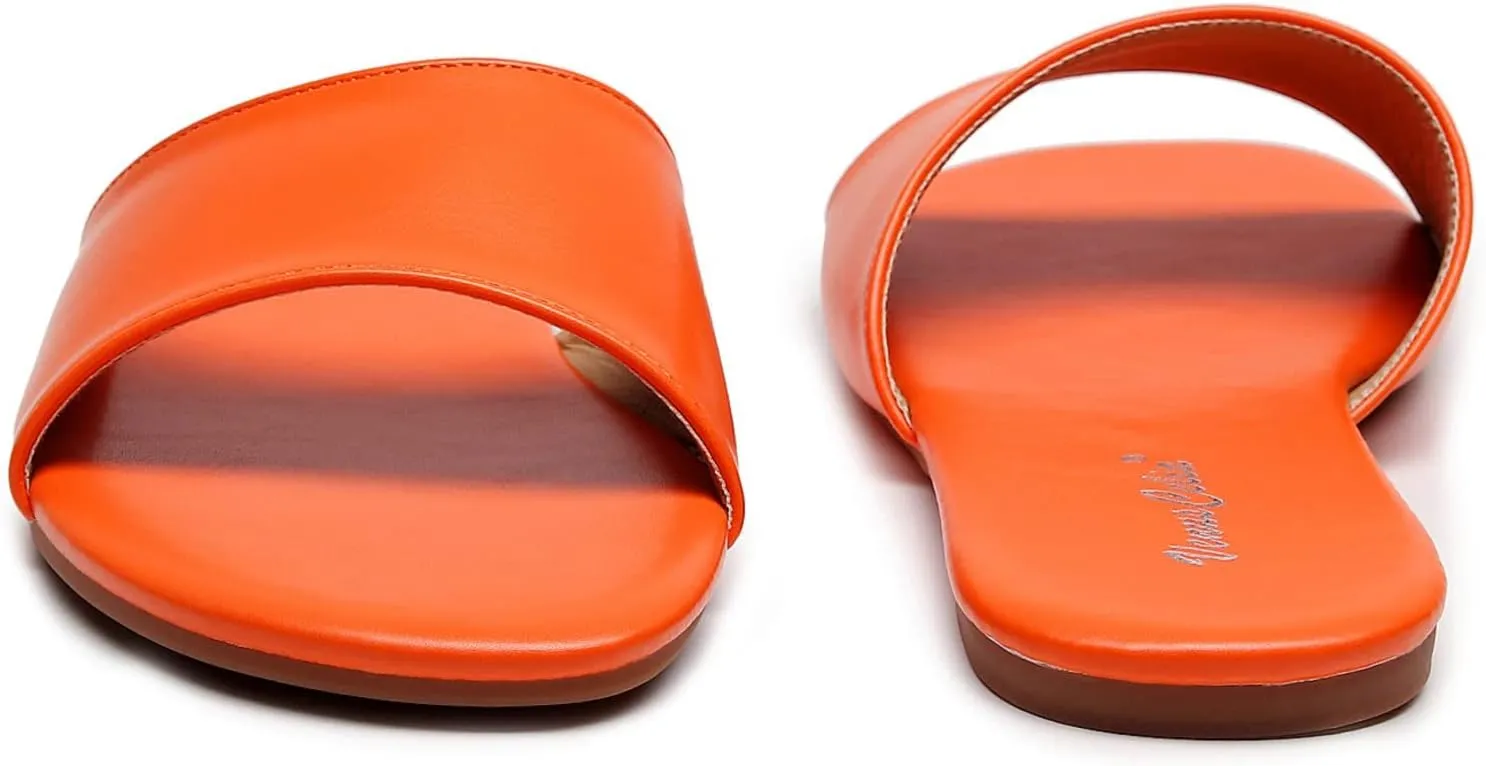 VenusCelia Women's Plain Wide Flat Sandal