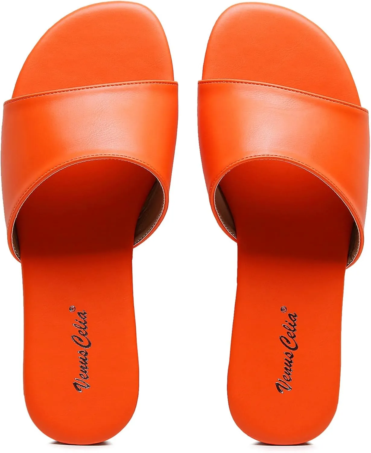VenusCelia Women's Plain Wide Flat Sandal