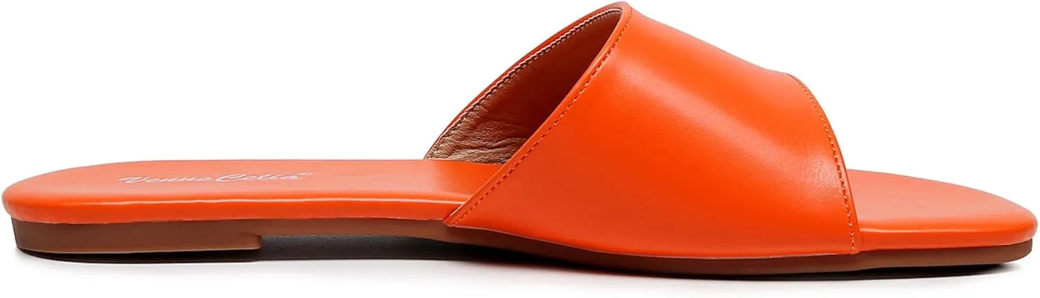 VenusCelia Women's Plain Wide Flat Sandal