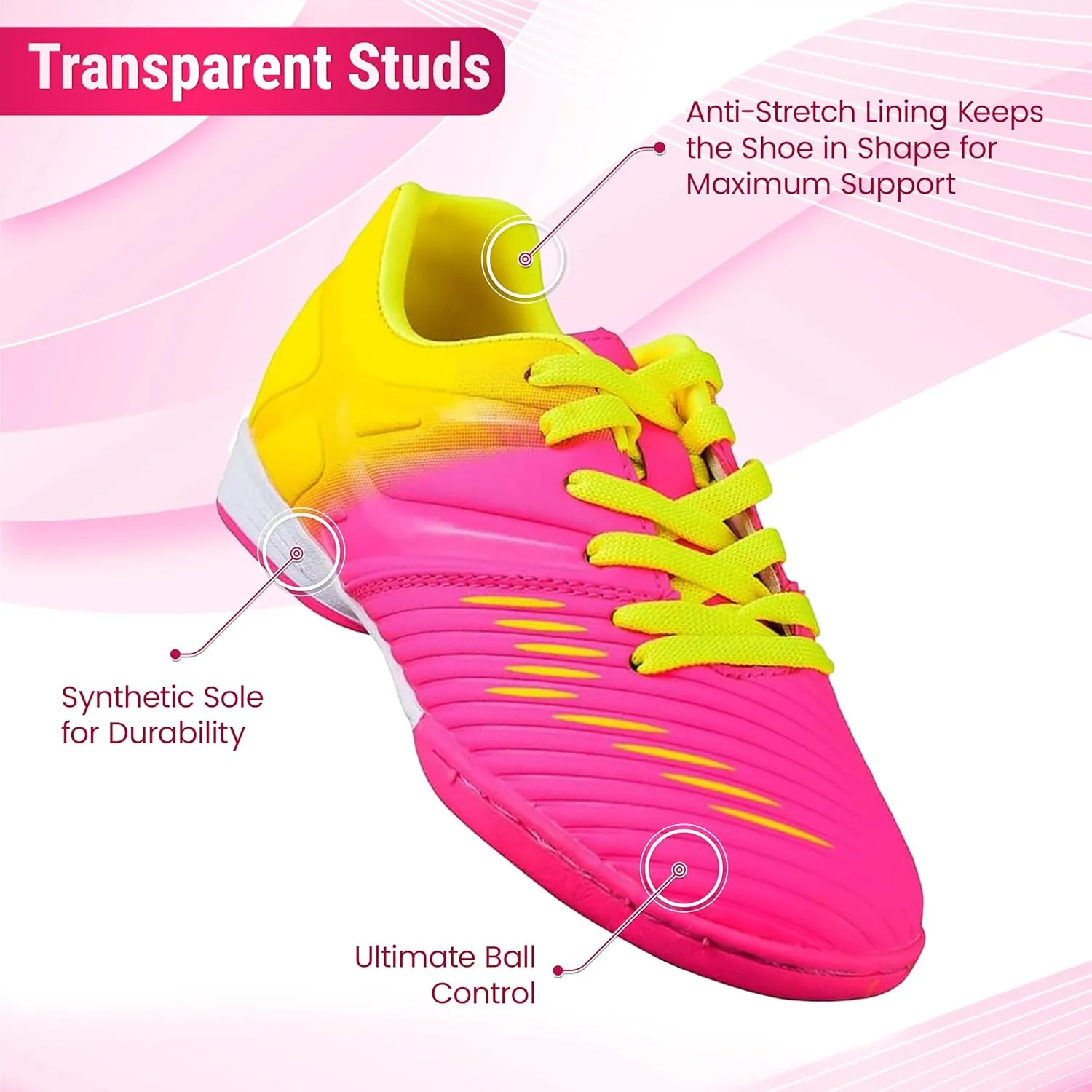 Vizari Kids Indoor Football Shoes Combo with Two Pairs of Socks | Durable Cleats & Compression Socks for Kids | Ideal for Soccer & Futsal
