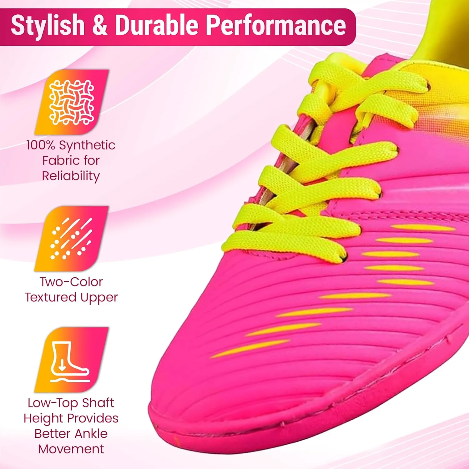 Vizari Kids Indoor Football Shoes Combo with Two Pairs of Socks | Durable Cleats & Compression Socks for Kids | Ideal for Soccer & Futsal