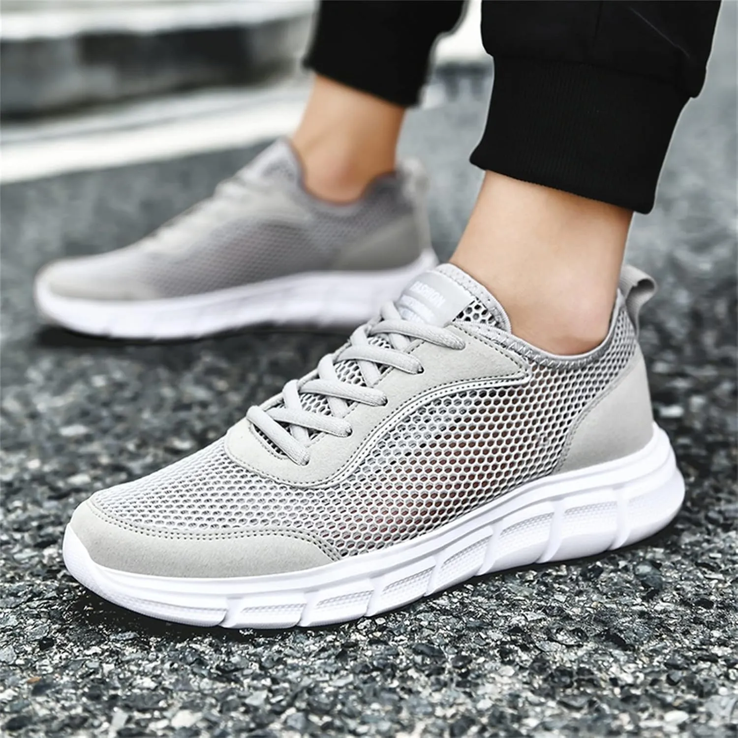 Walking Shoes for Men Mens Casual Tennis Shoes Men's Supportive Running Athletic Sneakers Blue Tennis for Men Comfortable Breathable Lightweight White Leather Sneakers