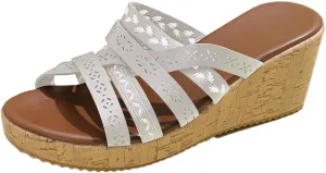 Wedge Sandals for Women 2025 Arch Support Slip Sandals Casual Fish Mouth Open Toe Slip-on Slipper, Hollow Platform Slides Slippers Fashion Comfortable Beach Wedge Slippers