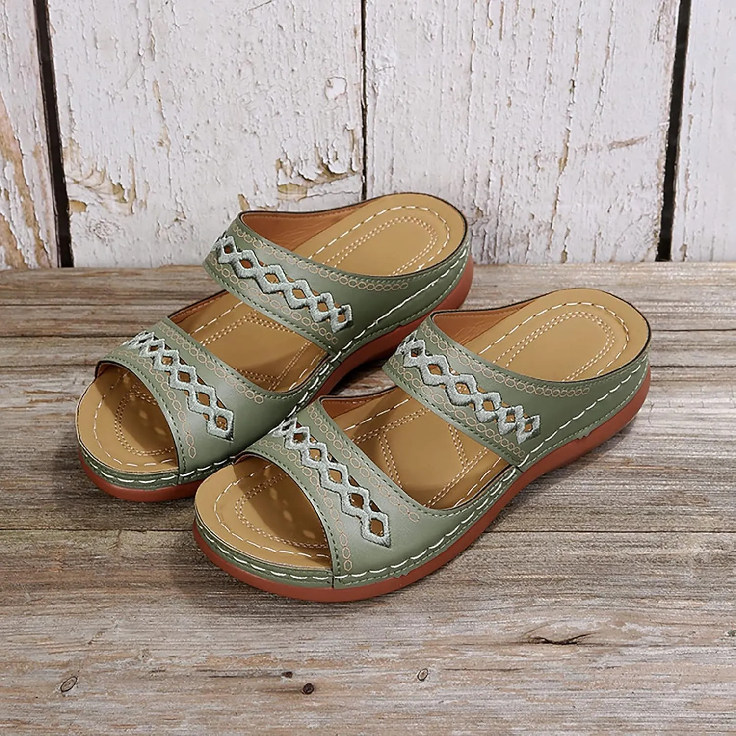 White Sandals Platform Sandals Women's Open Toes one Band Ankle Strap Flat Sandals Wedge Sandals for Women Low Heel