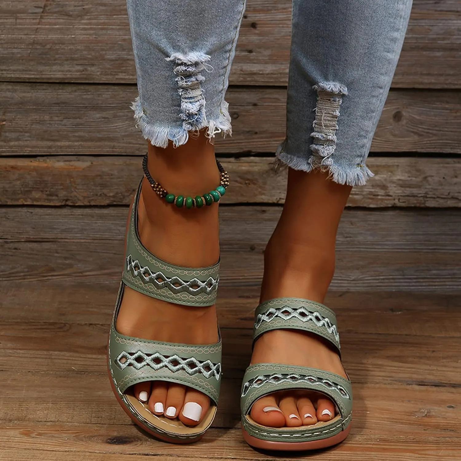 White Sandals Platform Sandals Women's Open Toes one Band Ankle Strap Flat Sandals Wedge Sandals for Women Low Heel