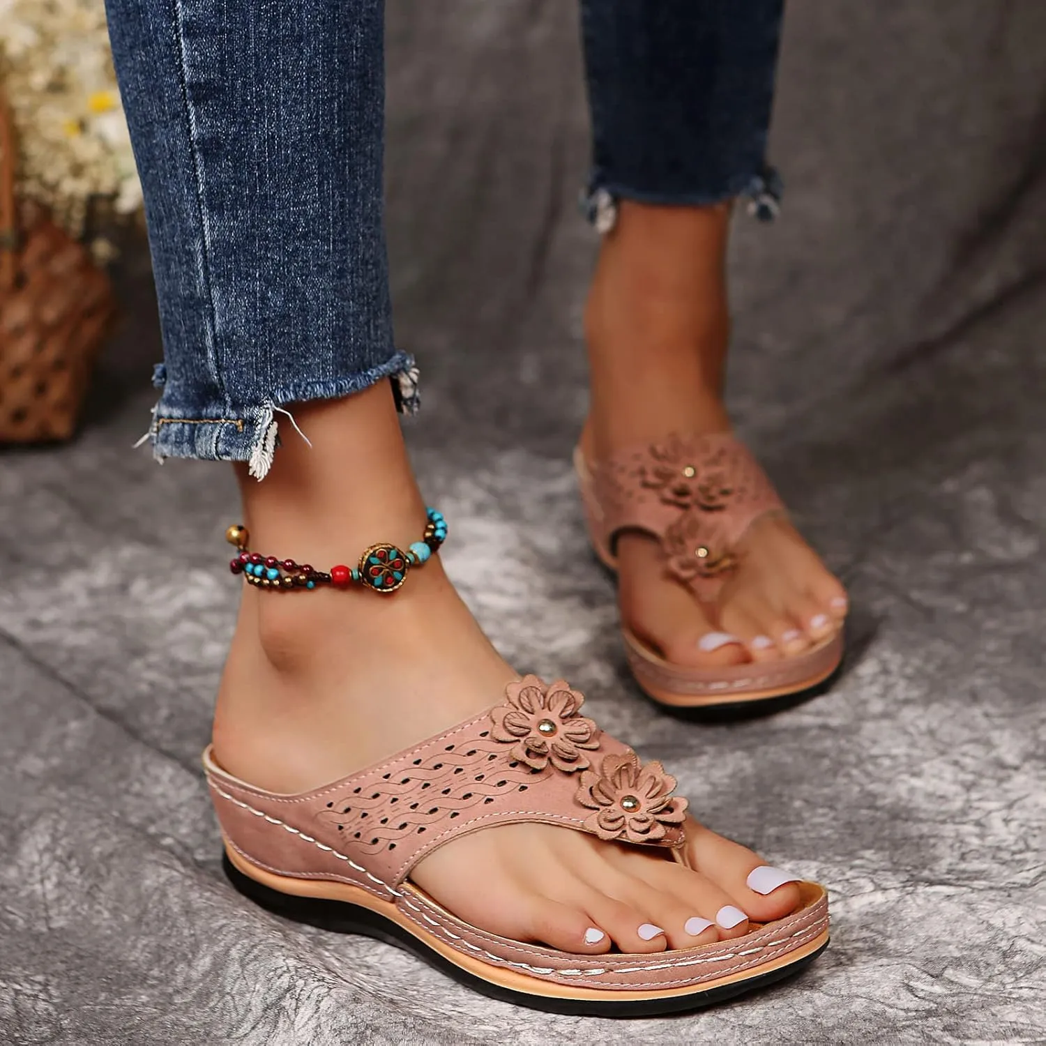 Women Casual Flip Flops Yoga Mat Comfortable Cushion Arch Support Walking Thong Sandals Lightweight NonSlip Summer Beach