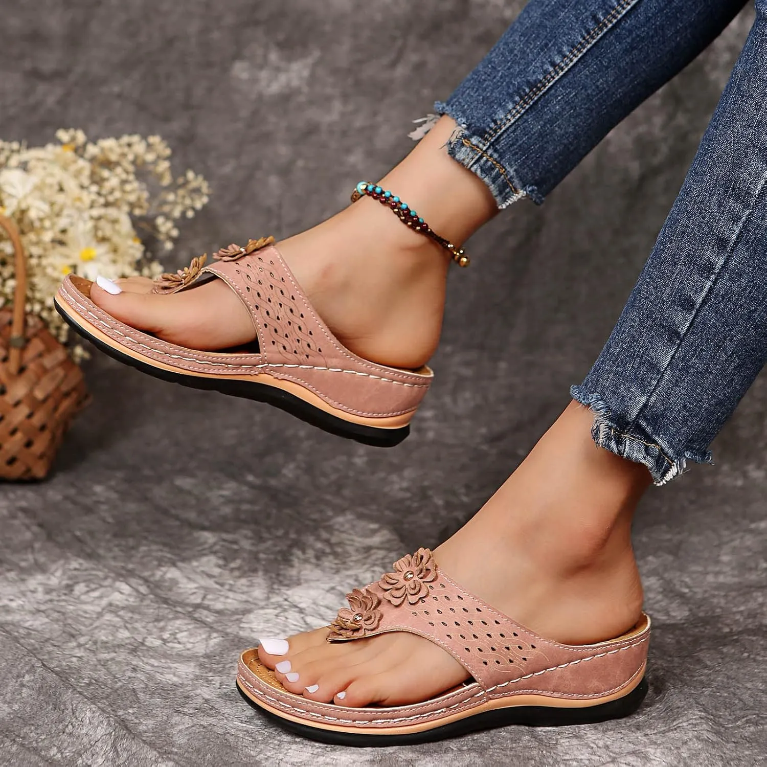 Women Casual Flip Flops Yoga Mat Comfortable Cushion Arch Support Walking Thong Sandals Lightweight NonSlip Summer Beach