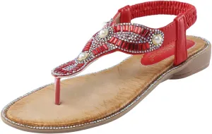 Women Pinch Toe Sandals Rhinestones Flat Summer Boho Rhinestone Shoes Comfort Open Close Toe Sandals