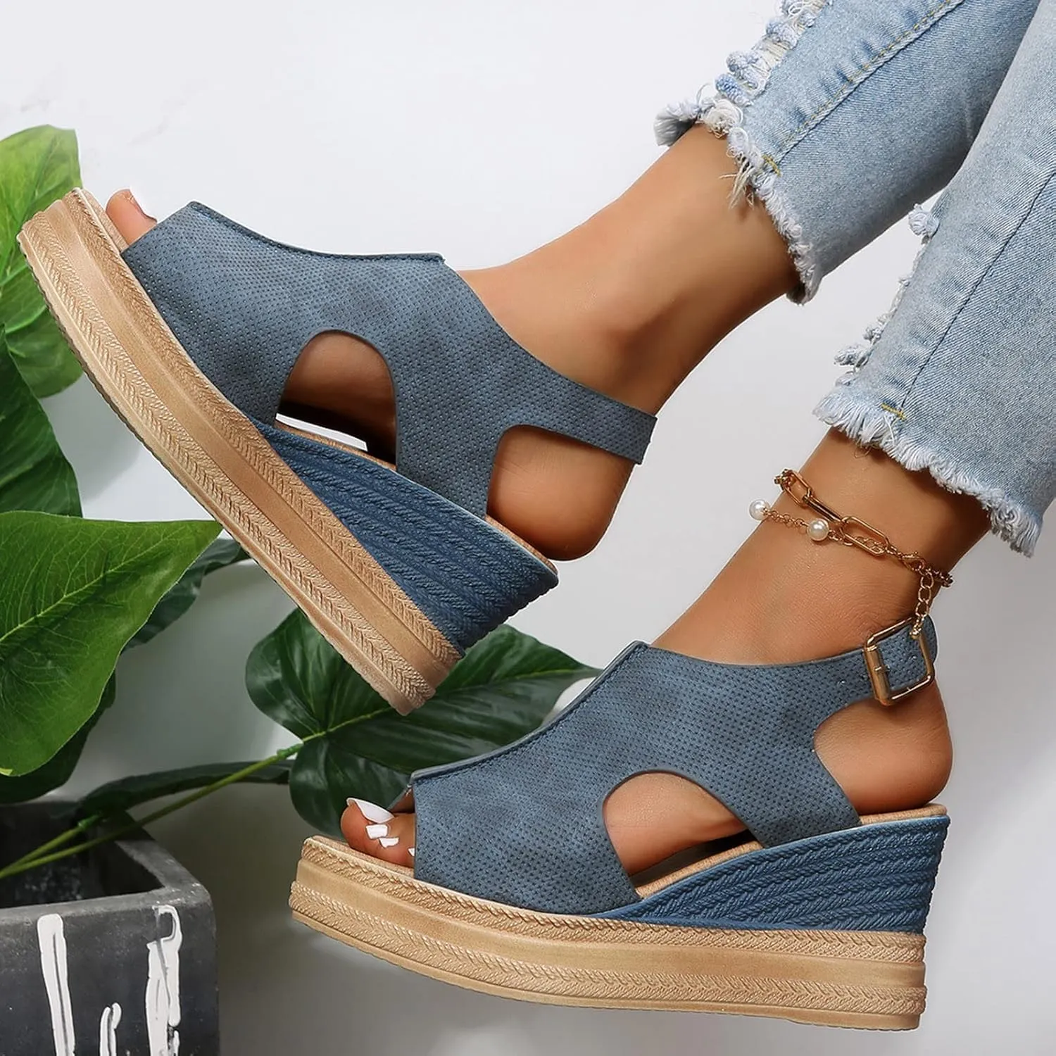 Women's Comfy Orthotic Sandals, Wide Gladiator Orthopedic Arch Support, Roman Low Wedges Flip Flops Anti-Slip Beach Casual Summer Dressy