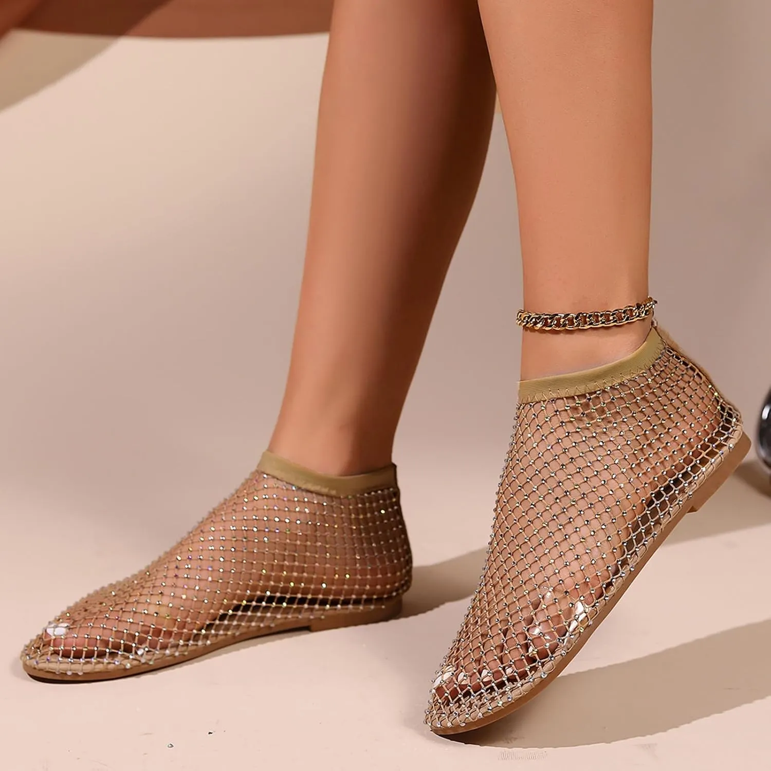 Women's Flat Sandals Women Bohemian Pearl Crystal Flat Sandals White Sandals Woman Open Toe Slingback Shoes