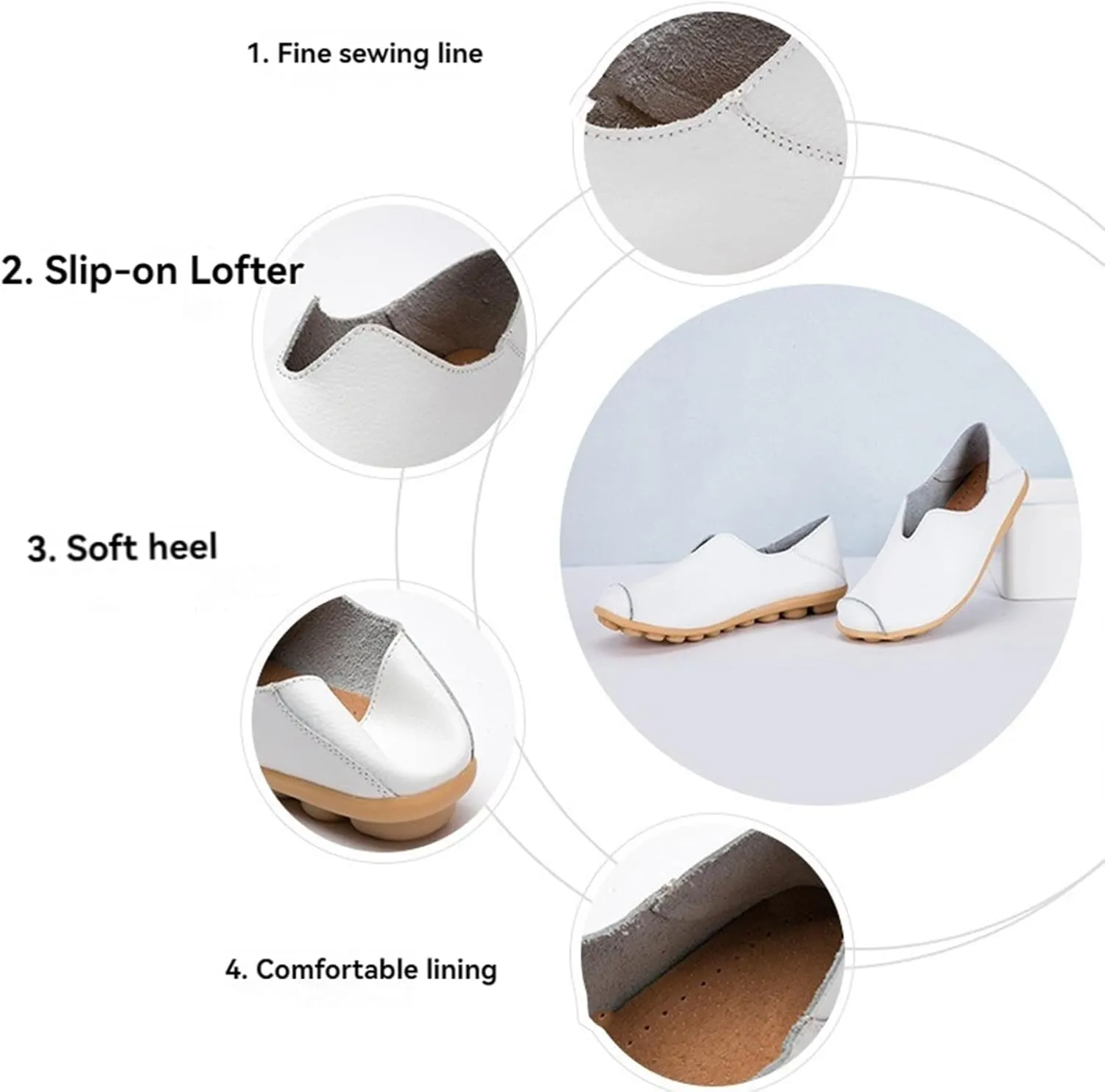 Womens Flat Shoes Comfort Walking Boat Shoe on Clouds Flat Loafer Comfort Walking Casual Flat Loafer Leather Slipper Flat Shoes Slip-ons 2025