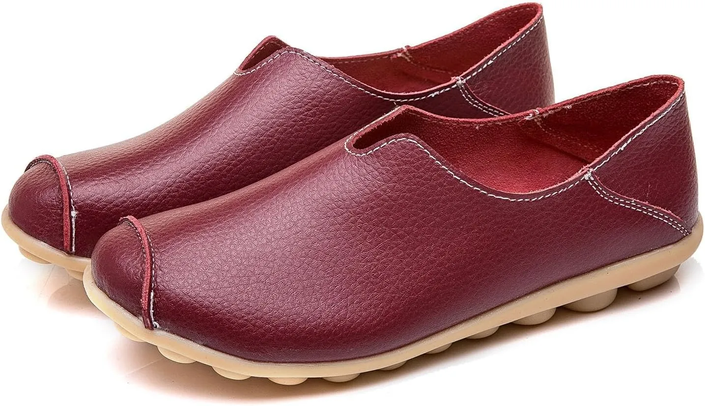 Womens Flat Shoes Comfort Walking Boat Shoe on Clouds Flat Loafer Comfort Walking Casual Flat Loafer Leather Slipper Flat Shoes Slip-ons 2025