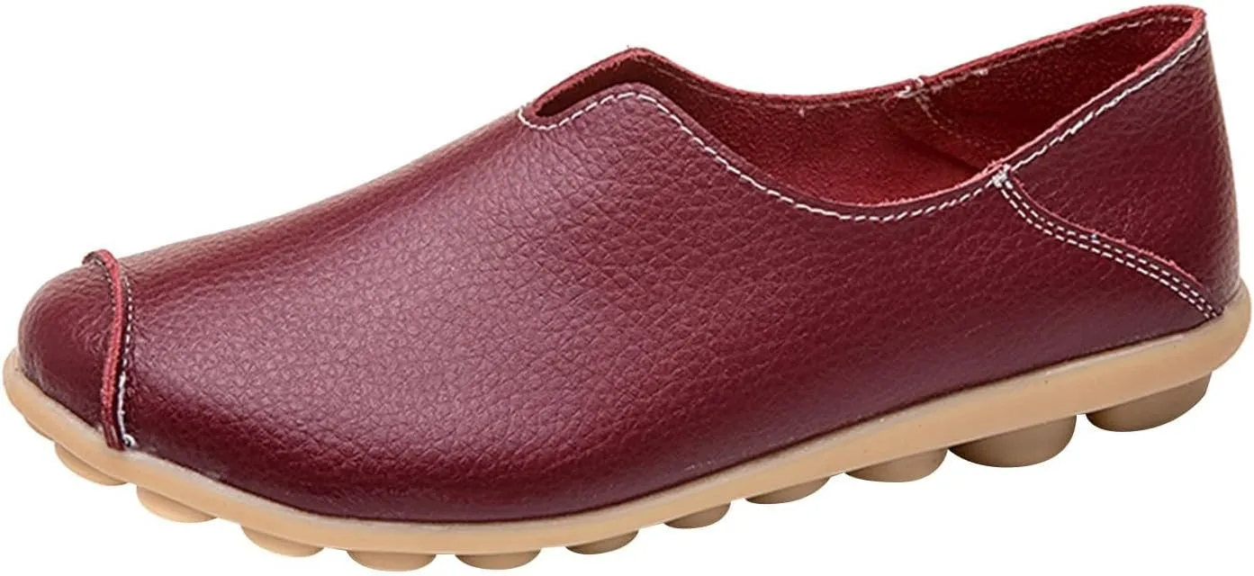 Womens Flat Shoes Comfort Walking Boat Shoe on Clouds Flat Loafer Comfort Walking Casual Flat Loafer Leather Slipper Flat Shoes Slip-ons 2025