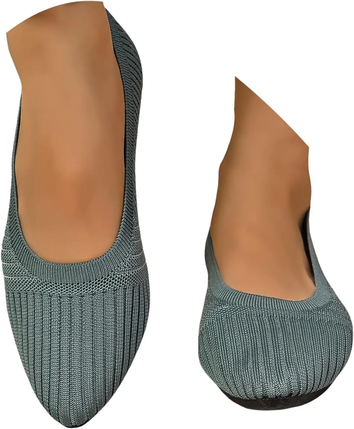 Womens Flats Summer Knitting Walking Shoes Breathable Mesh Loafers Round Toe Slip On Ballerina Walking Flats Shoe