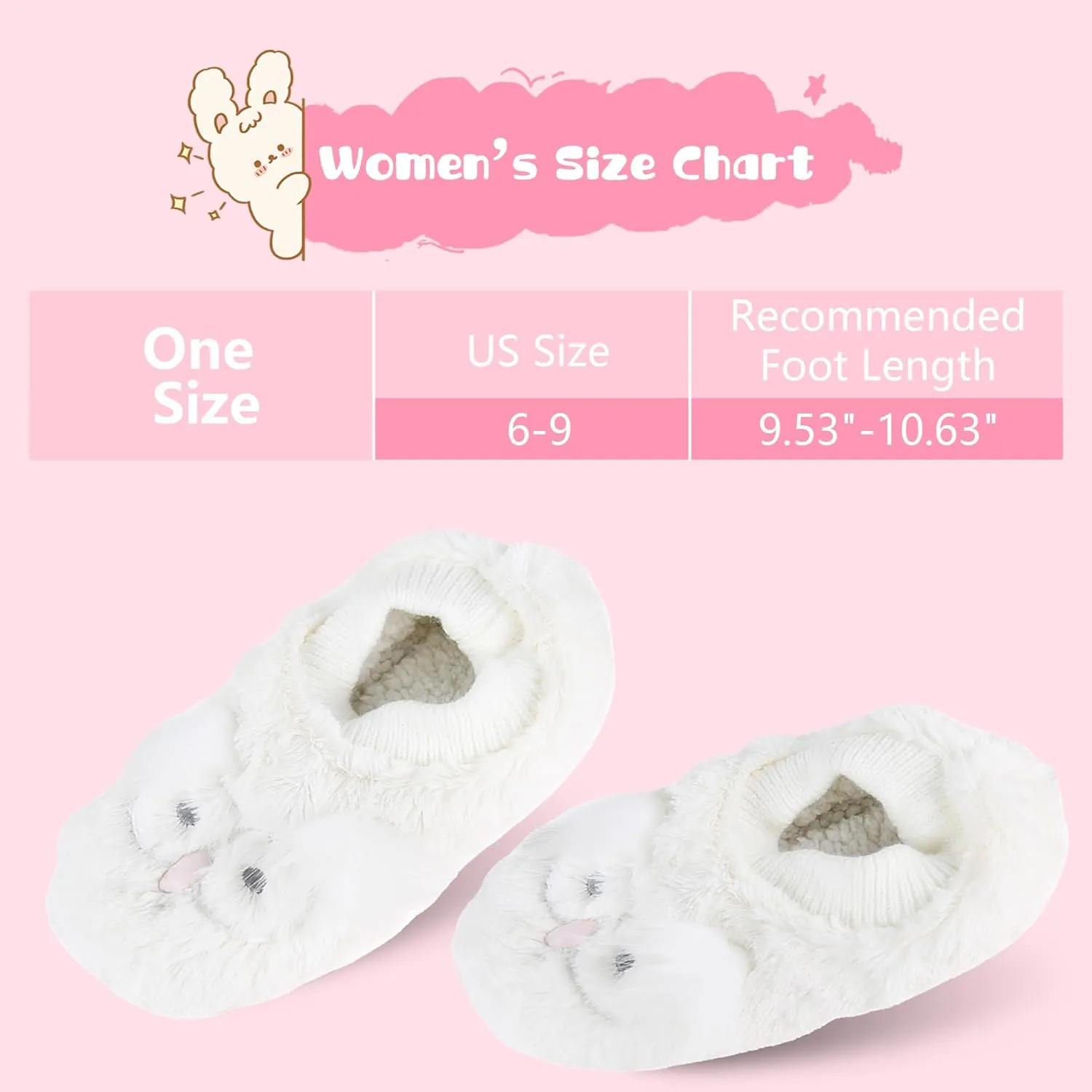 Women's Fuzzy Cute Animal Slippers Fashion Ballerina Non-Slip Flat Indoor House Slippers