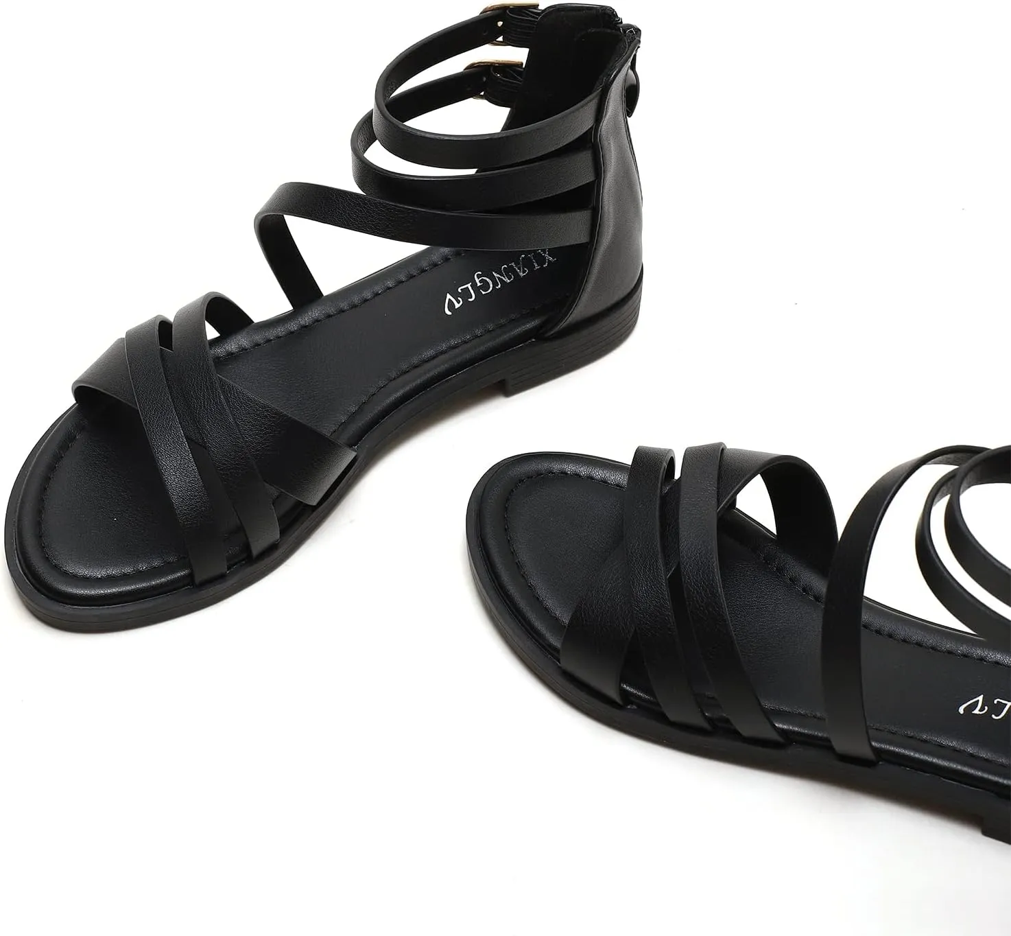 Women's Gladiator Sandals Summer Flat Strappy Sandals Fashion Dress Beach Shoes