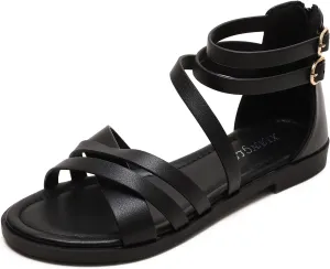 Women's Gladiator Sandals Summer Flat Strappy Sandals Fashion Dress Beach Shoes