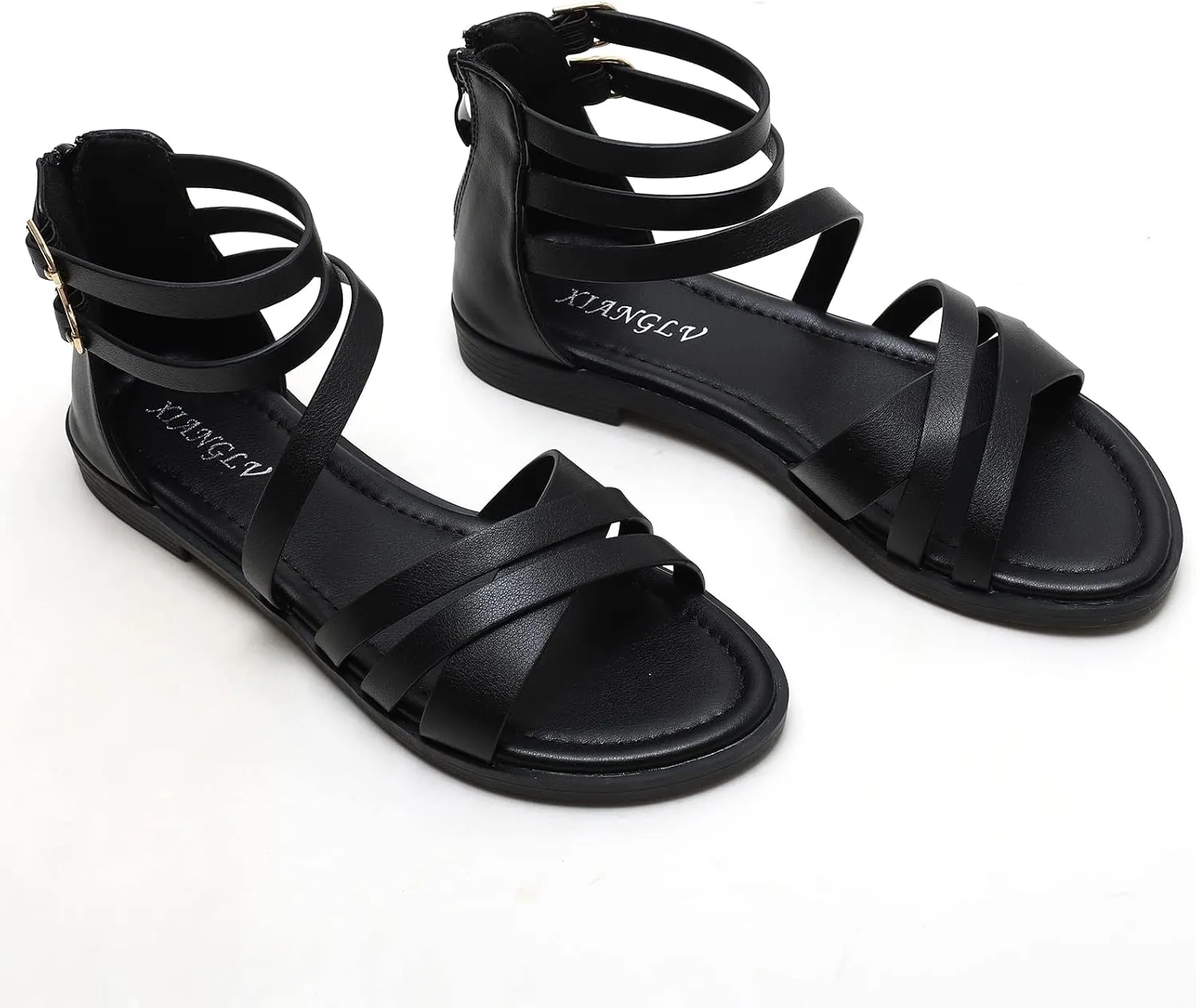 Women's Gladiator Sandals Summer Flat Strappy Sandals Fashion Dress Beach Shoes