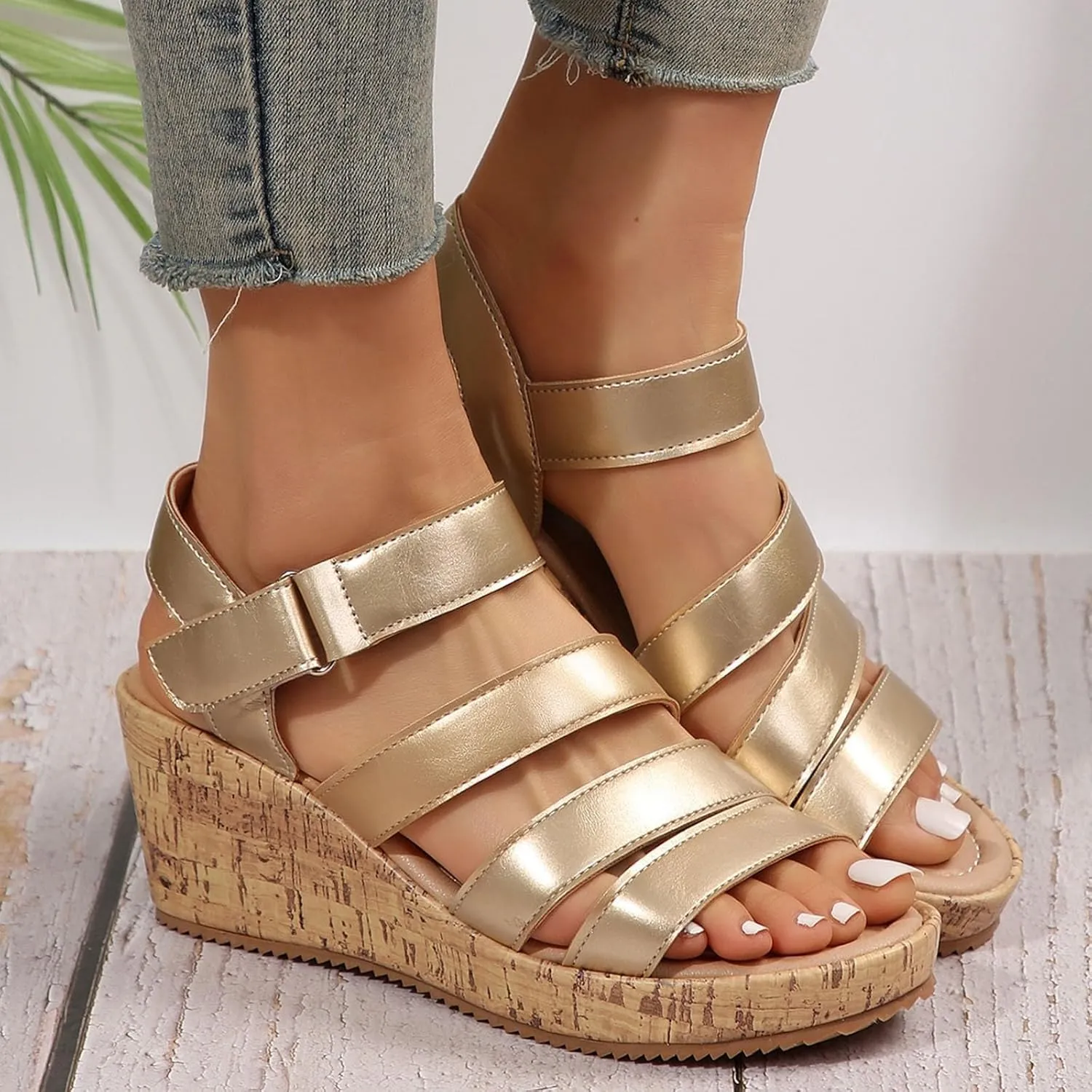 Women's Gladiator Wedge Sandal Platform Dressy Orthopedic Comfortable Open Toe Walking Flat Sandals