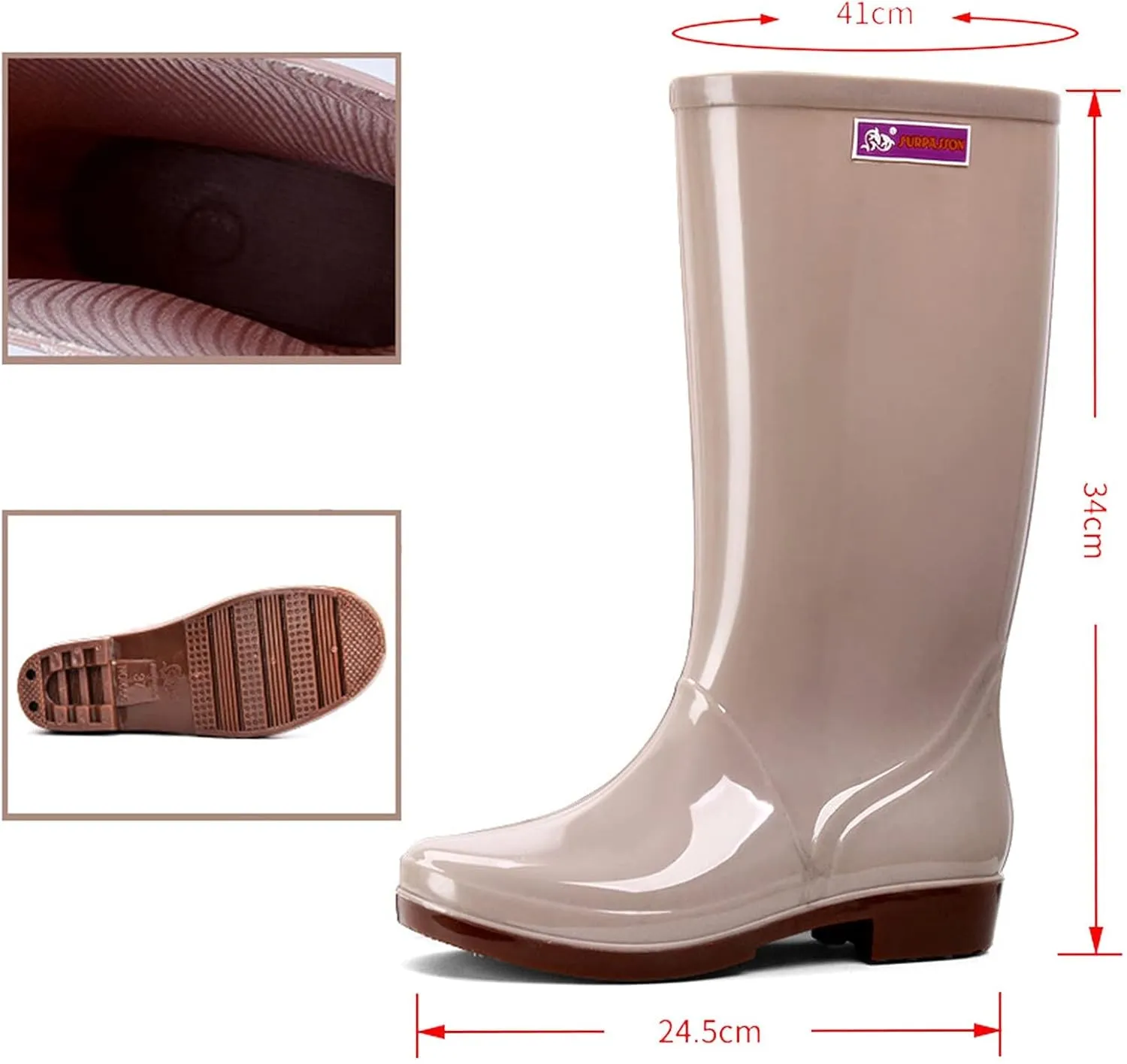 Women's Mid Calf Rain Boots Waterproof Lightweight Garden Shoes Women Outdoor Work Boot for Hunting Farming Gardening