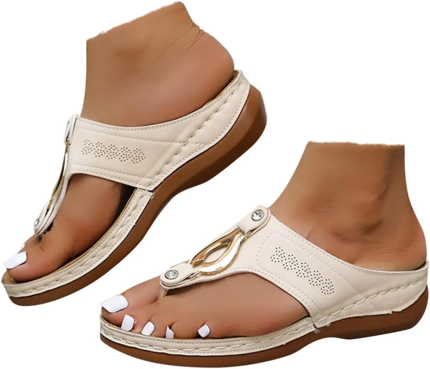 Women's Orthotic Cushion Flip Flops Recovery Walking Sandals for Women Orthopedic Arch Support Comfortable Slide Thong T-Strap Casual Flat Slippers Dressy Summer Metal Plantar Fasciitis Beach Shoes