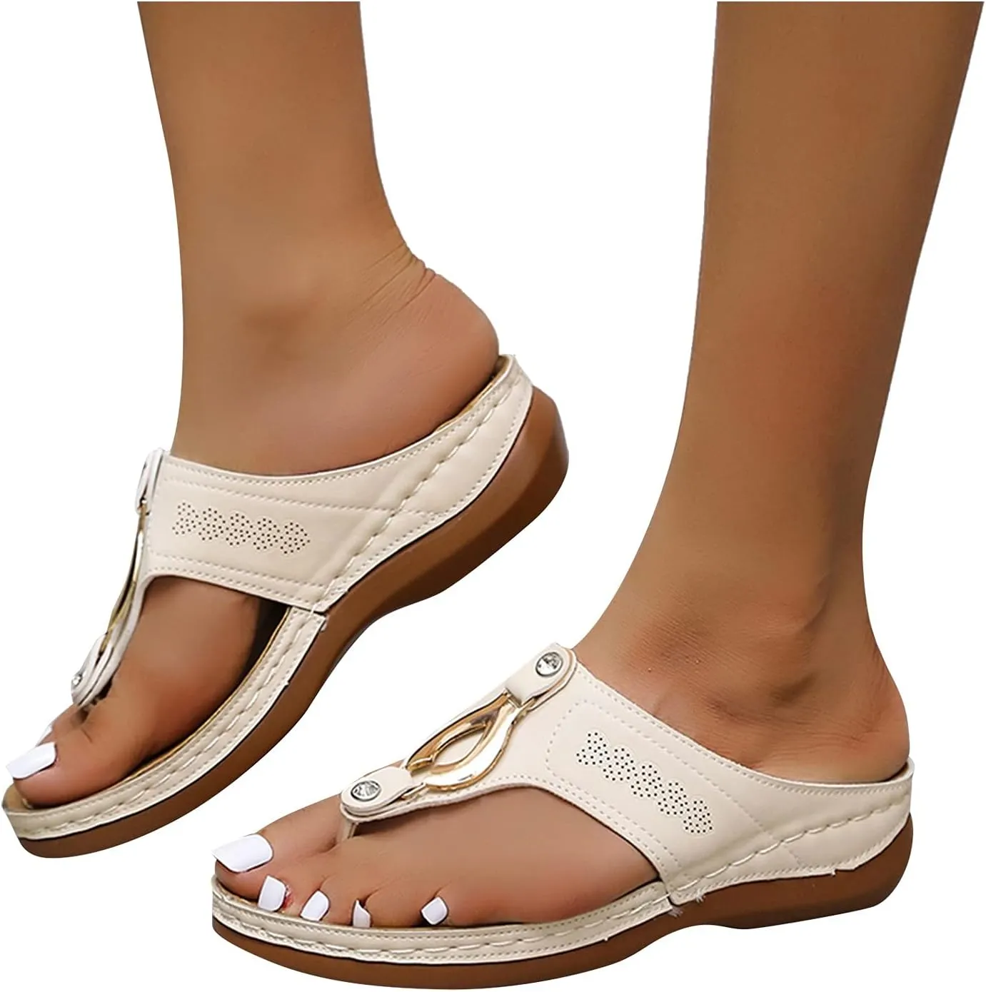 Women's Orthotic Cushion Flip Flops Recovery Walking Sandals for Women Orthopedic Arch Support Comfortable Slide Thong T-Strap Casual Flat Slippers Dressy Summer Metal Plantar Fasciitis Beach Shoes