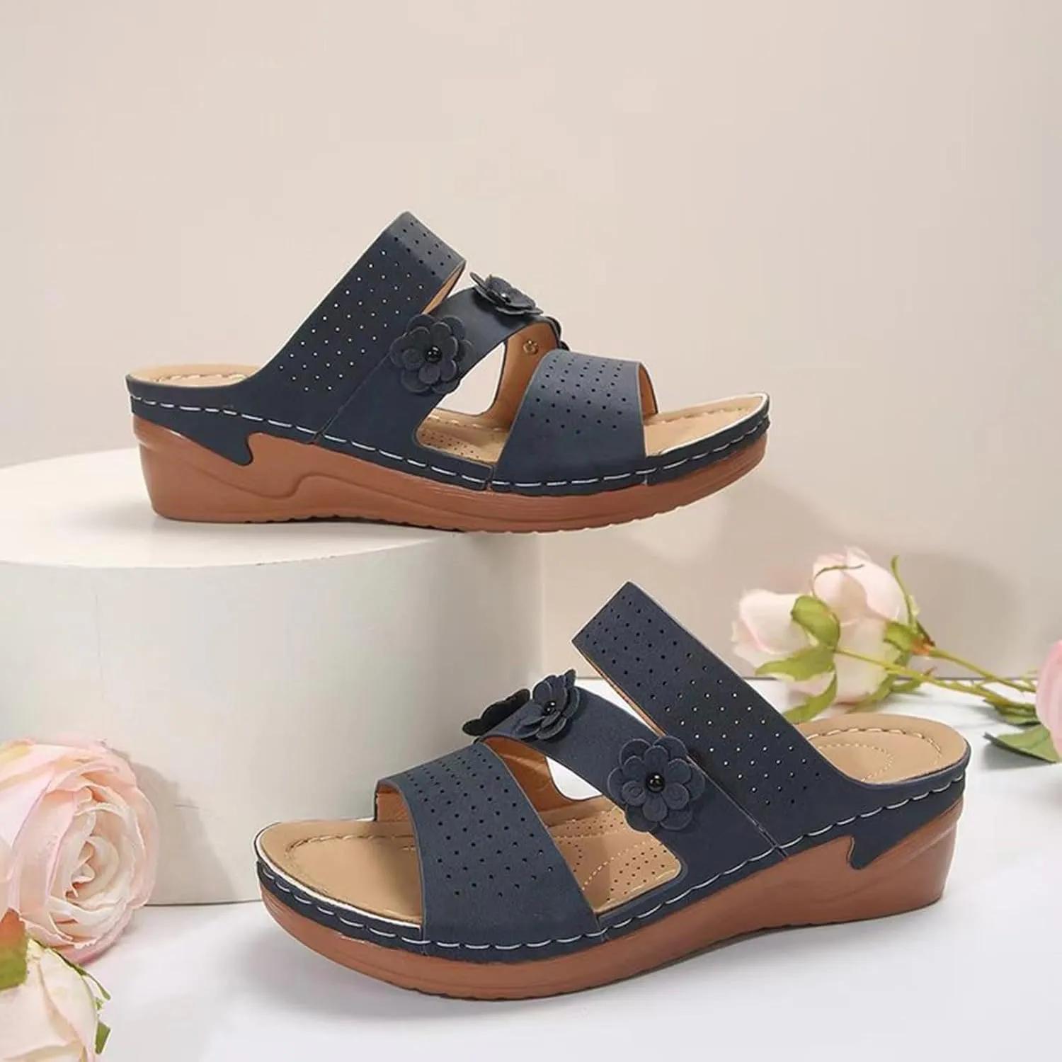 Womens Platform Sandals Walking Orthopedic Slippers Ladies Arch Support Sandals Slip On Comfortable Beach Shoes