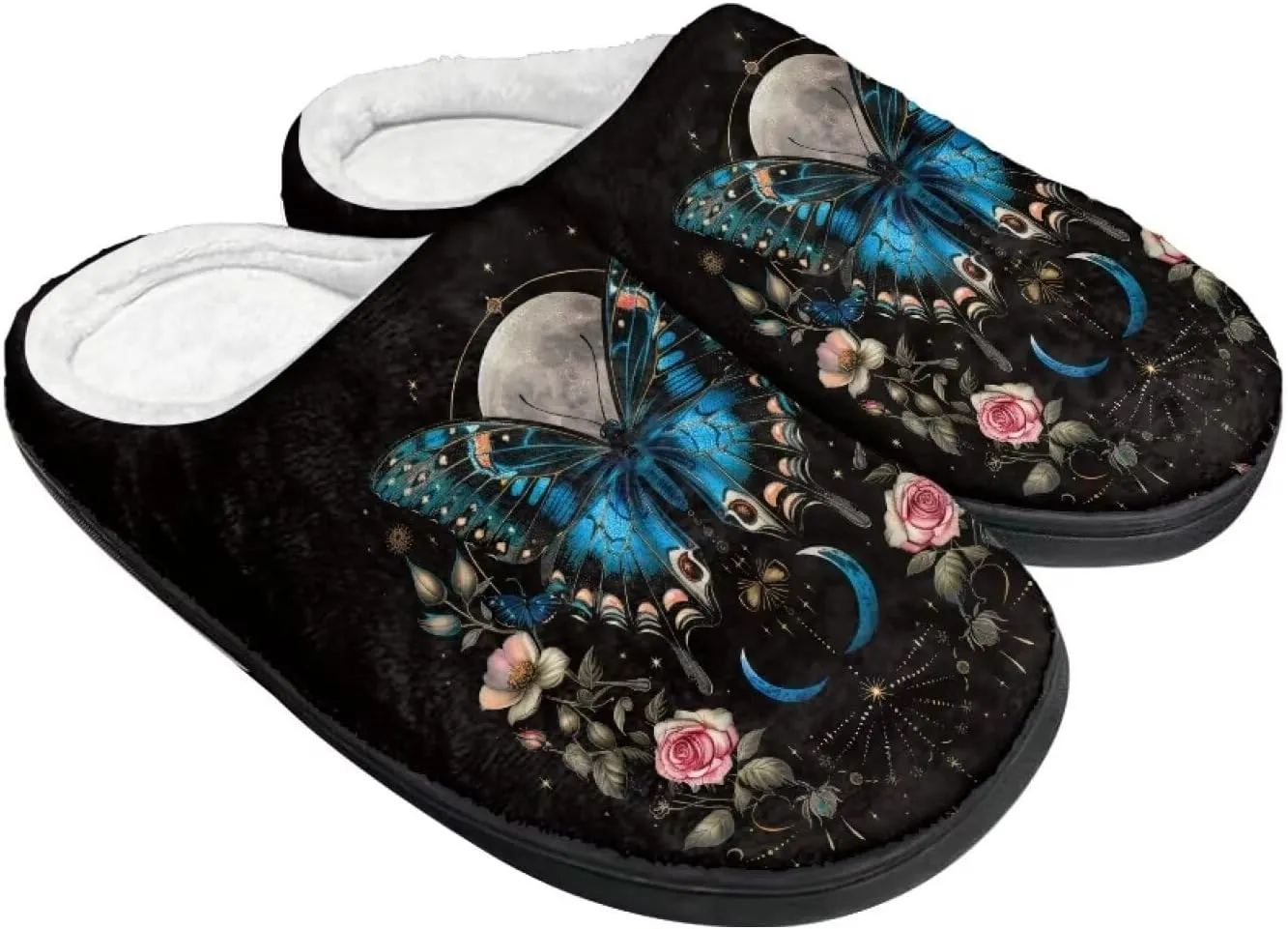 Womens Slippers Warm House Slippers Black Scuff Slippers Slipper On Slippers for Indoor and Outdoor