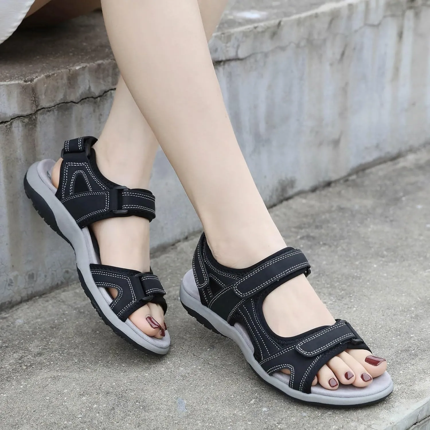 Women's Summer Fashion Open Toe Color Blocking Adjustable Elastic Sports Sandals Breathable Non Slip Outdoor Beach Sandals