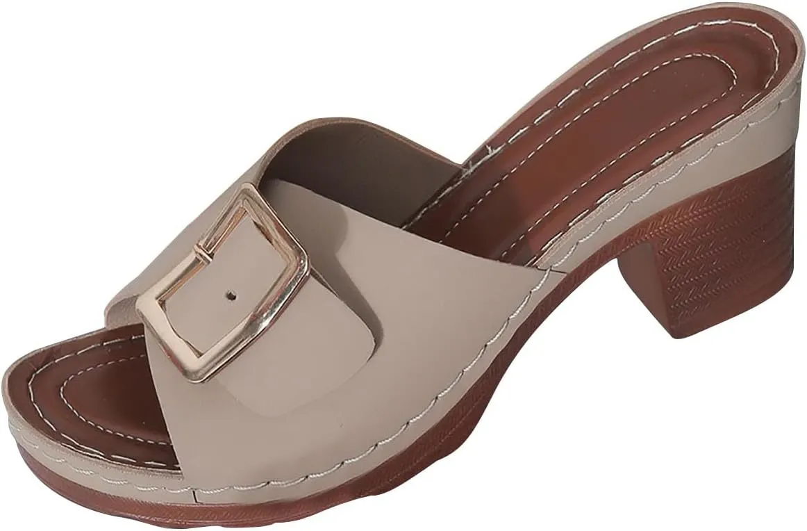 Women's Summer Shoes Classic Slide Sandal Front Buckle Soft Cozy Comfort Hollow Slipper Slide Orthopedic Shoe