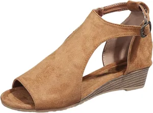 Womens Wedge Sandals Ankle Strap Open Toe Platform Sandal Summer Casual Espadrille Wedge Heels Comfy Walking Shoes