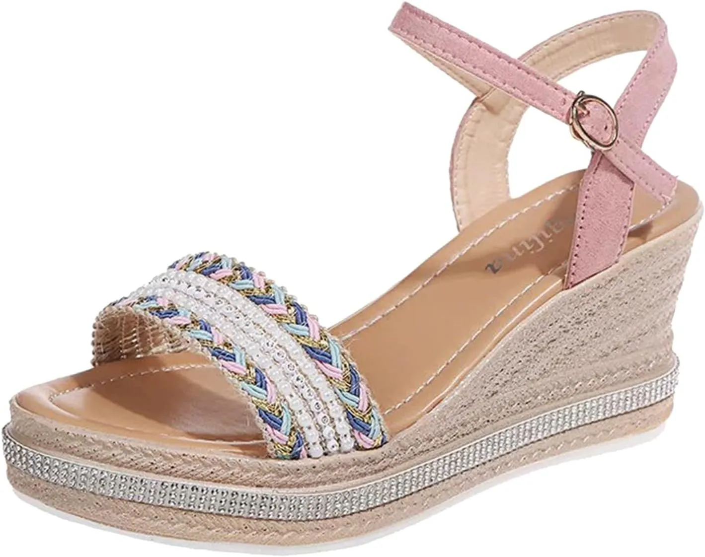 Womens Wedge Sandals Women's Platform Wedge Sandals Soft Slip on Comfortable Sandal Beach Summer Arch Support