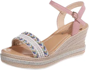 Womens Wedge Sandals Women's Platform Wedge Sandals Soft Slip on Comfortable Sandal Beach Summer Arch Support
