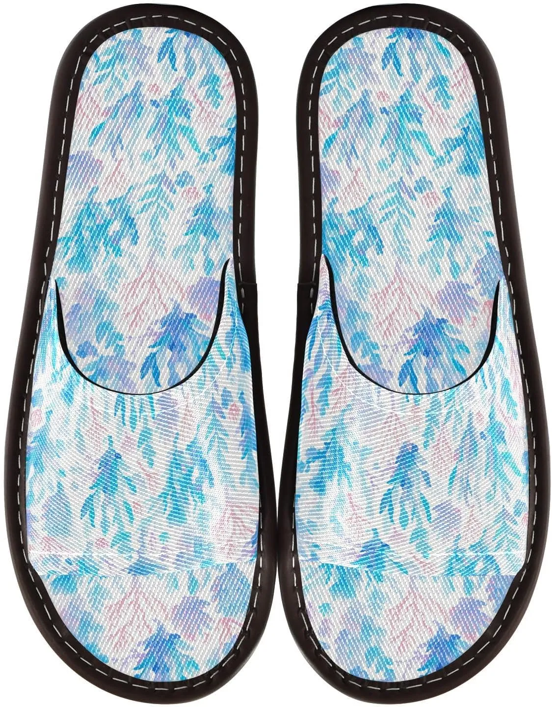 Yuiboo Blue Pink Corals Men Women's Travel Slippers Breathable Beach Sandals for Beach Indoor Indoor