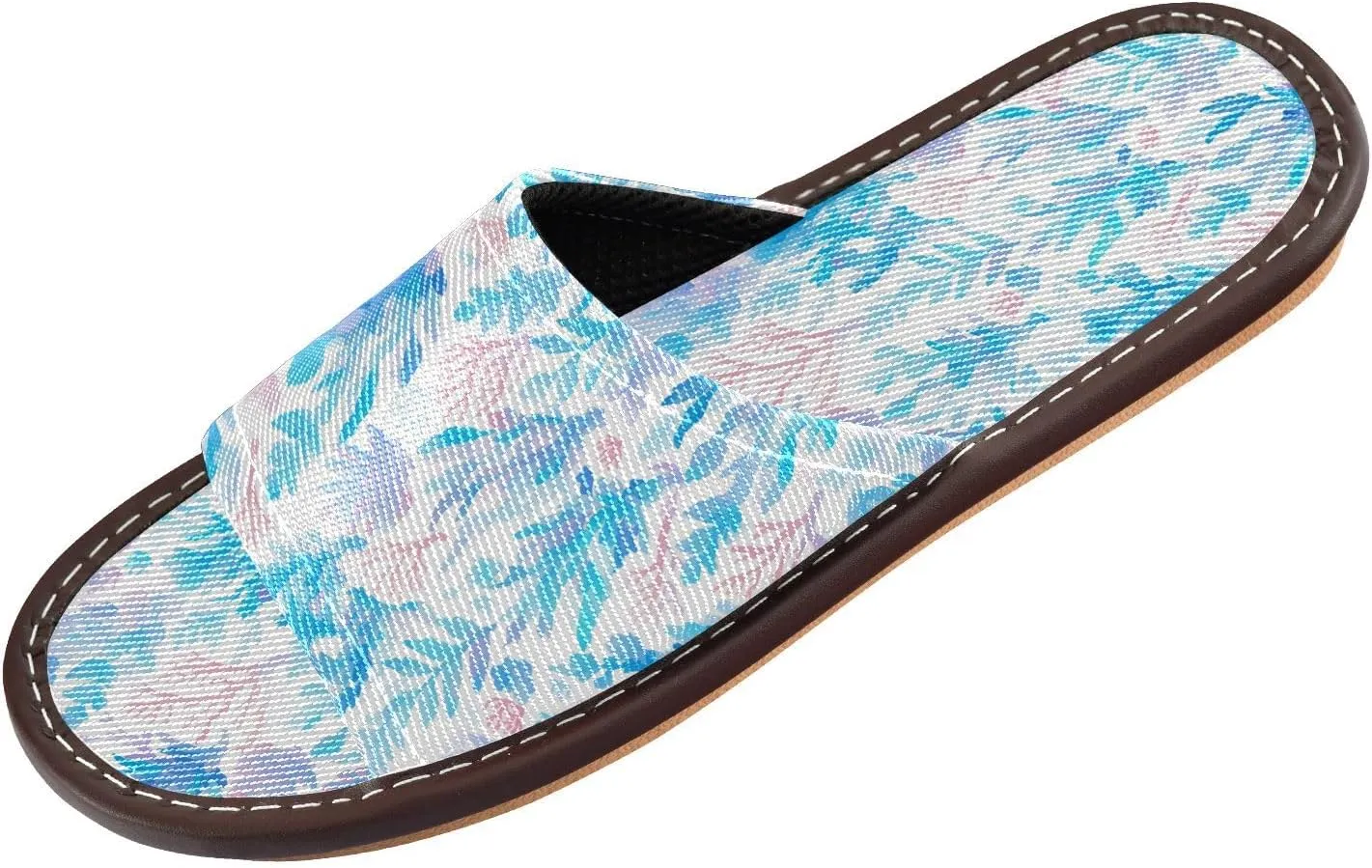 Yuiboo Blue Pink Corals Men Women's Travel Slippers Breathable Beach Sandals for Beach Indoor Indoor