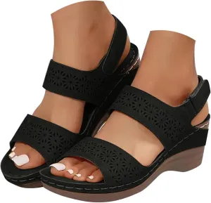 ZSpzx Orthopedic Sandals for Women,2025 Arch Support Wedge Flip Flops Slide Comfortable Open Toe Ankle Strap Summer Walking Hollow Out Outdoor Casual Slip on Beach Plantar Fasciitis Shoes