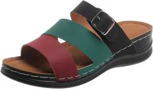 ZSpzx Wedge Sandals for Women Dressy Summer,Women's Slide Sandals,Comfortable Open Toe Crisscross Straps Slip on Slides Sandalias Slippers Memory Foam Plantar Fasciitis Walking Beach Shoes