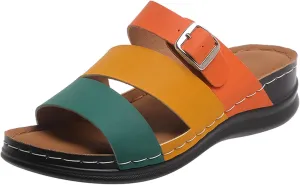 ZSpzx Wedge Sandals for Women Dressy Summer,Women's Slide Sandals,Comfortable Open Toe Crisscross Straps Slip on Slides Sandalias Slippers Memory Foam Plantar Fasciitis Walking Beach Shoes