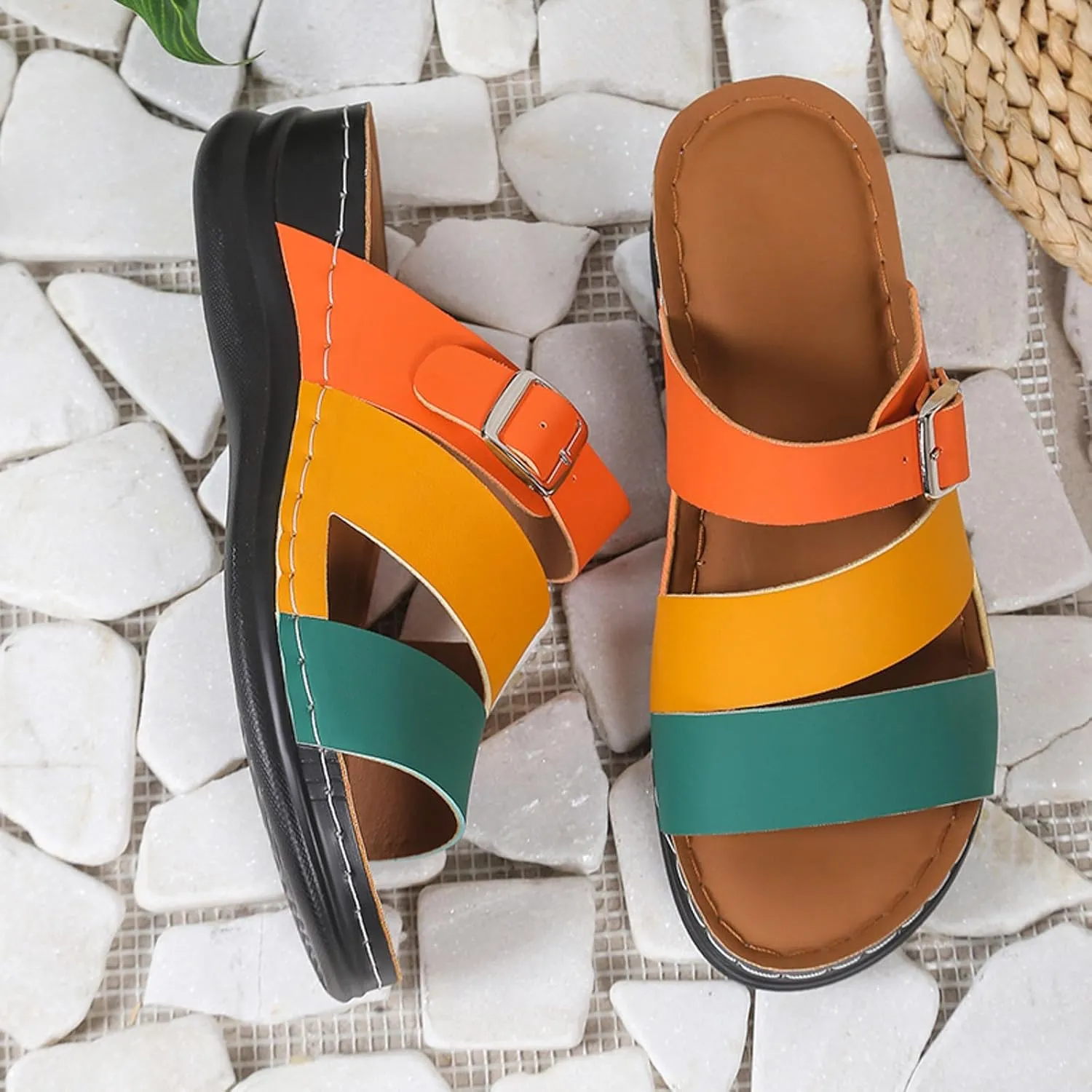 ZSpzx Wedge Sandals for Women Dressy Summer,Women's Slide Sandals,Comfortable Open Toe Crisscross Straps Slip on Slides Sandalias Slippers Memory Foam Plantar Fasciitis Walking Beach Shoes