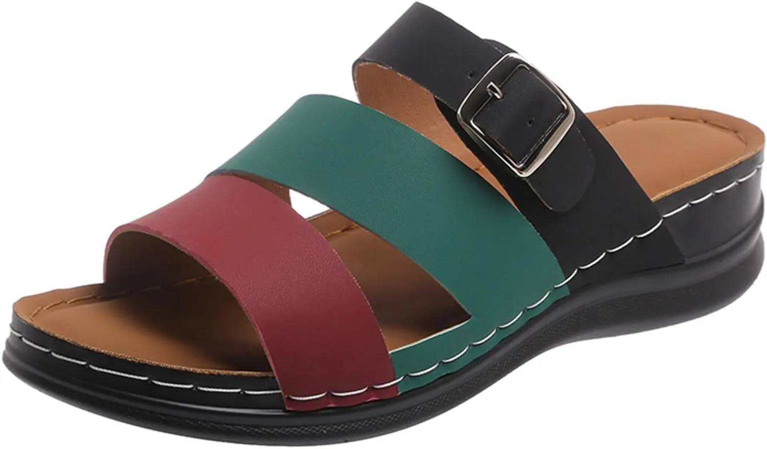ZSpzx Wedge Sandals for Women Dressy Summer,Women's Slide Sandals,Comfortable Open Toe Crisscross Straps Slip on Slides Sandalias Slippers Memory Foam Plantar Fasciitis Walking Beach Shoes
